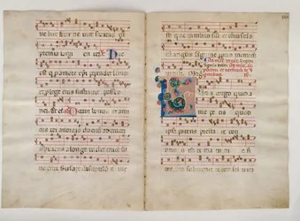 Bifolium med initial L, fra en antifonisk, italiensk, 14. århundrede.