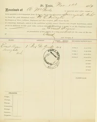 Konnossement, dampbåd M [ary] E. Forsyth, Sunnyside, Arkansas, 1. november 1864