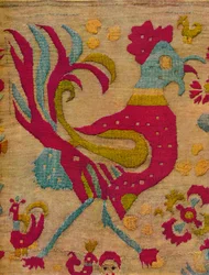 Fuglemotiv: hane fra en broderet kappe fra De Ioniske Øer, ca. 1640