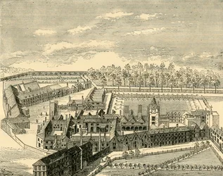 Fugleperspektiv af det gamle charterhus, c1872.