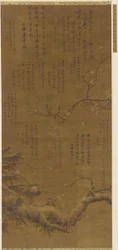 Fugle og blommeblomster i sneen, Ming-dynastiet, 1368-1644.