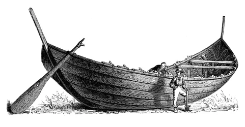 Båd til fjorten par årer, fundet ved Nydam, Jylland, 1892