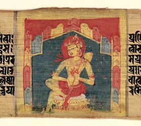 Bodhisattva i en bjerggrotte, spiller på et strengeinstrument Vina..., ca. 1090.