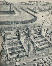 Bombardering af et fort i Saxon Times, c1934