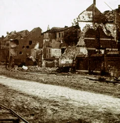 Udbombede bygninger, Nieuwpoort, Flandern, Belgien, c1914-c1918