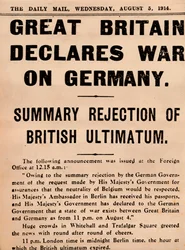 Storbritannien erklærer krig mod Tyskland, 1914-1935