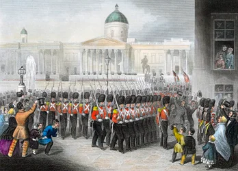 Britiske soldater på vej til Krimkrigen, den russisk-tyrkiske krig 1853-1856, ca. 1860