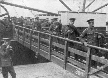 Britiske tropper går i land i Frankrig, 7. august 1914