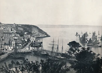 Brixham - The Lower Town, Viser Fiskerflåden, 1895