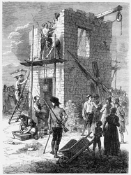 Bygning af en Chappe-telegrafstation, c1793, c1870
