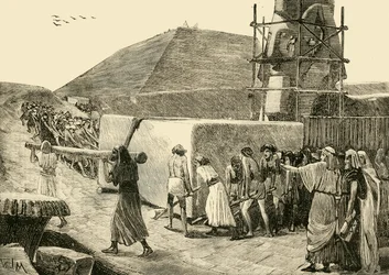 Bygning af en pyramide, 1890.