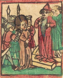 Kajfas river sit tøj, sandsynligvis 1449.