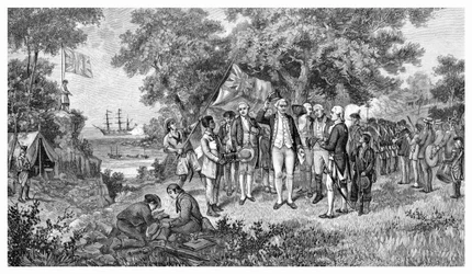 Captain Cook hævder Botany Bay, New South Wales, Australien, 1770 1886