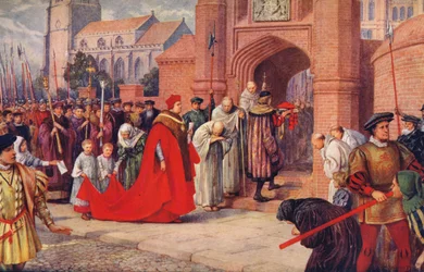 Kardinal Wolsey går muligvis ind i Hampton Court Palace, 1917