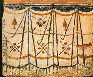Tæppefrise fra kammer E, væg 6 i Santa Maria Antiqua, Rom, Italien, 1928.