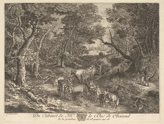Vogne på en vej gennem skoven efter et maleri i samlingen af Duc de Choiseul, 1771.