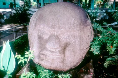 Udskåret monolitisk hoved fra Monte Alto, Guatemala, præcolumbiansk, præklassisk periode, 1500-100 f.Kr.