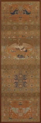 Stolebetræk med en kran, løver, drager, lovende symboler..., Qing-dynasti, 1700-tallet.