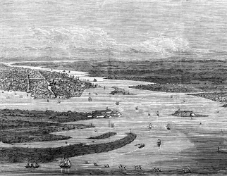 Charleston havn, South Carolina, med sunkne skibe