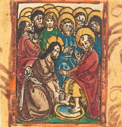 Kristus vasker apostlenes fødder, ca. 14901500.