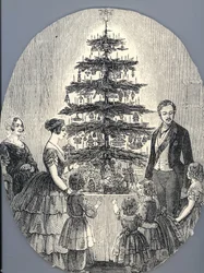 Jul med dronning Victoria, prins Albert, deres børn og dronning Victorias mor, i 1848 f