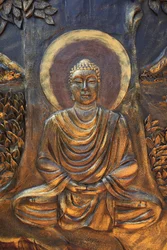 Chua Thien Lam Go buddhistiske pagode. Shakyamuni Buddha sidder i meditationsstilling. Thay Ninh. Vietnam