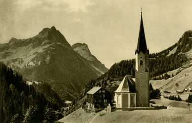 Kirke ved Schröcken, Bregenzerwald, Østrig, c1935.
