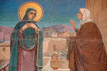 Frelserens Kirke for Spildt Blod eller Opstandelseskirken; Besøget: Mary besøger sin slægtning Elizabeth; Sankt Petersborg Rusland