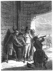 Claude Chappe demonstrerer sit optiske telegraf semaforsystem i 1793 c1870