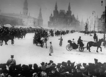 Busstation ved Strastnoy-klosteret, Moskva, Rusland, c1900-c1905