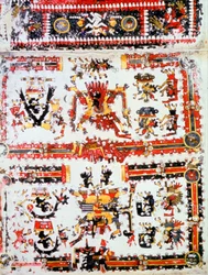 Codex Borgianus viser konfronterende guder, Mixtec, Pre-Columbian Mexico, 12.-16. århundrede