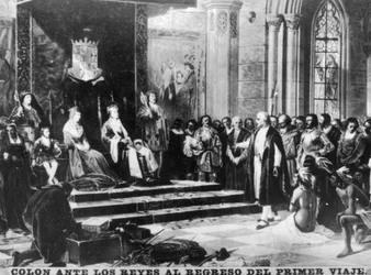 Columbus vender tilbage fra sin første rejse, det 15. århundrede, 1920