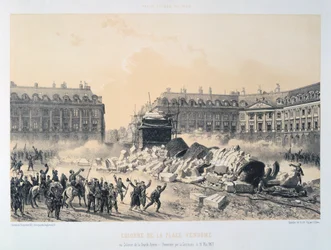 Søjle på Place Vendome, Paris Kommune, 16. maj 1871.