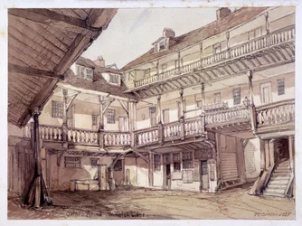Courtyard of the Oxford Arms Inn, Warwick Lane, London, 1851