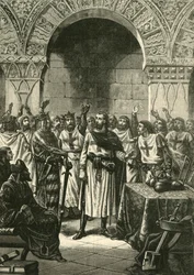 Korsfarere proklamerer Godfrey af Bouillon til konge af Jerusalem, 1890.