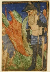 David og Goliath, fransk, ca. 1400.