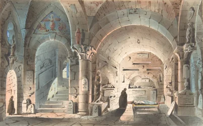 Design til et scenesæt: Crypt Scene, 1830-40.