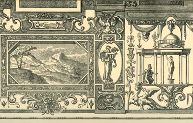 Design til en væg- eller loftdekoration i den groteske smag, 1500-tallet, 1881.