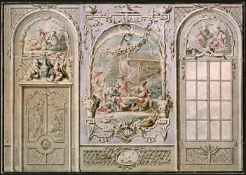 Design til vægmaleri, Italien, 1928.