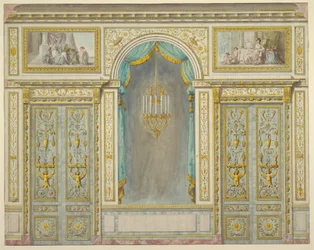 Design til vægdekorationen til Marie-Antoinettes lejlighed på Fontainebleau-paladset