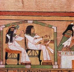 Detalje fra en egyptisk papyrus, der viser et trækspil