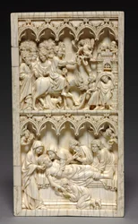 Diptykon med scener fra Kristi liv højrefløj: Indtog i Jerusalem og gravlæggelse, ca. 13