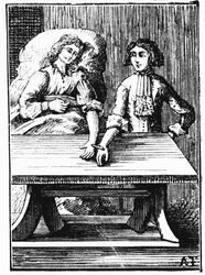 Direkte person-til-person blodtransfusion udført ved håndleddet, 1679