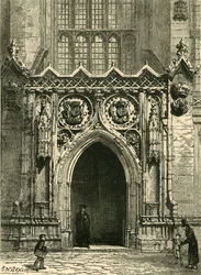 Døråbning til Kings College Chapel, 1898.