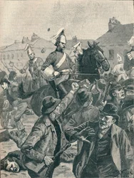 Dragoner og højlændere spreder uromagere i Belfast, 1872 1906.