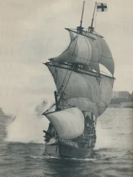 Drakes flagskib på sin rejse rundt i verden, replika, 1937