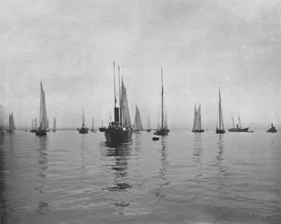 Tidlig morgen på New York Bay, USA, c1900.