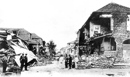 Jordskælvsskade, Duke Street, Kingston, Jamaica, 1907