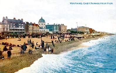 East Parade fra molen, Worthing, Sussex, begyndelsen af det 20. århundrede