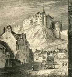 Edinburgh Castle, fra Kings Mews, 1825, 1890.